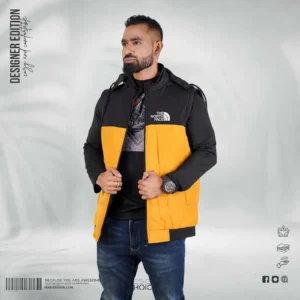 Premium Contrast Sleeveless Jacket – Yellow