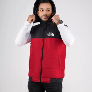 Premium Contrast Sleeveless Jacket – Red