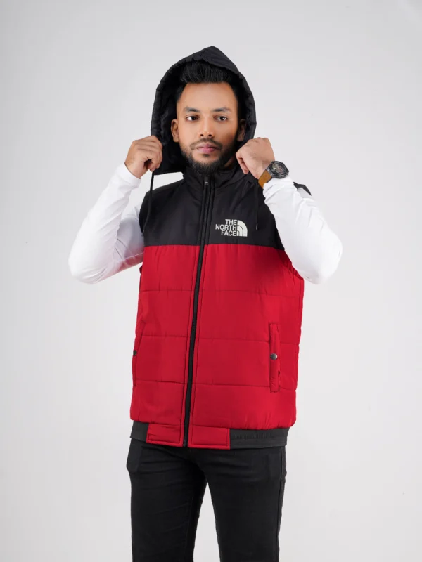 Premium Contrast Sleeveless Jacket – Red