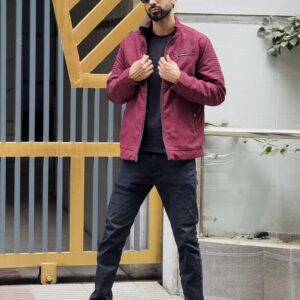 Premium Swift Leather Jacket - Dark Maroon