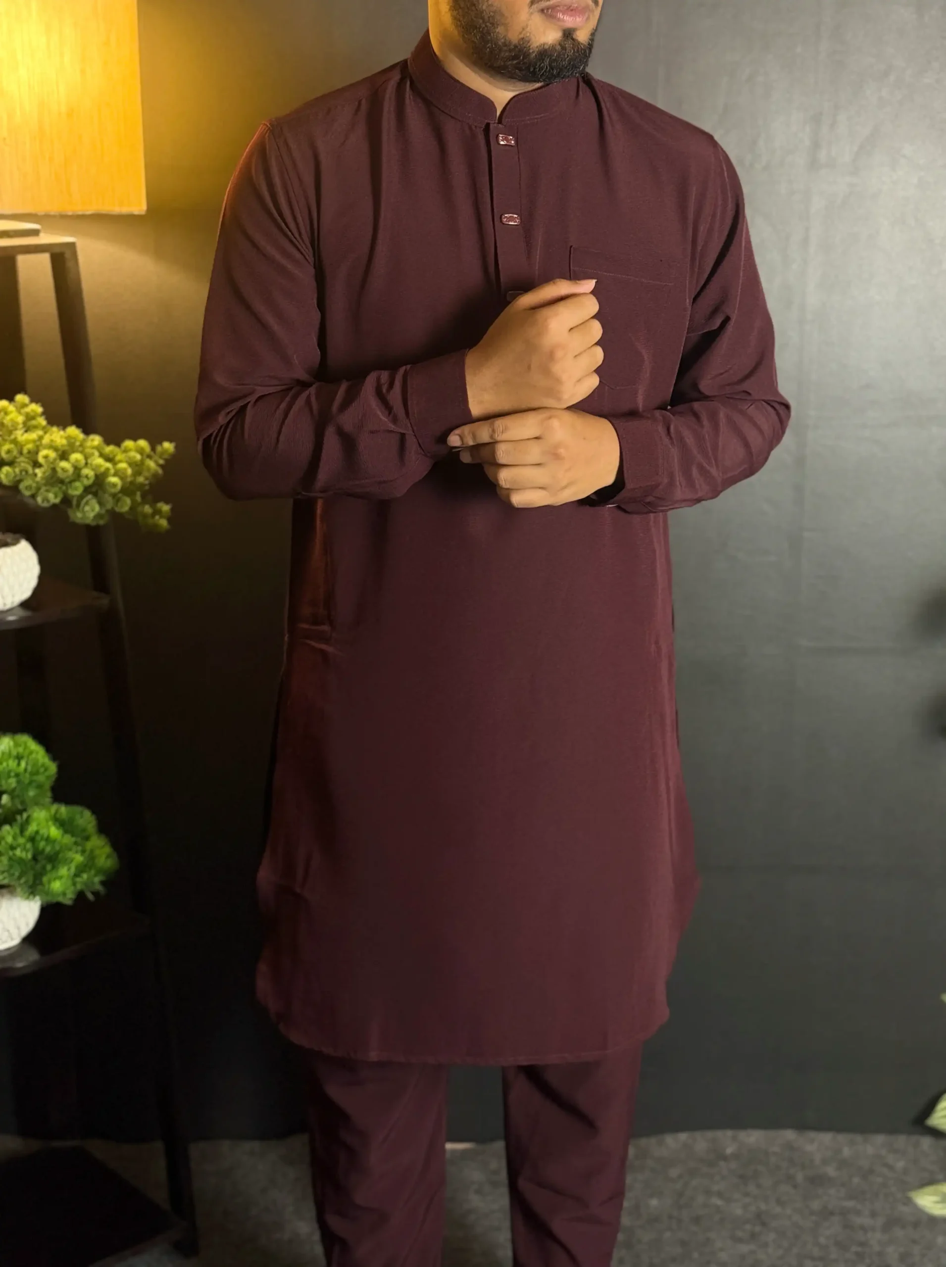 Solid Kabli Set - Dark Maroon