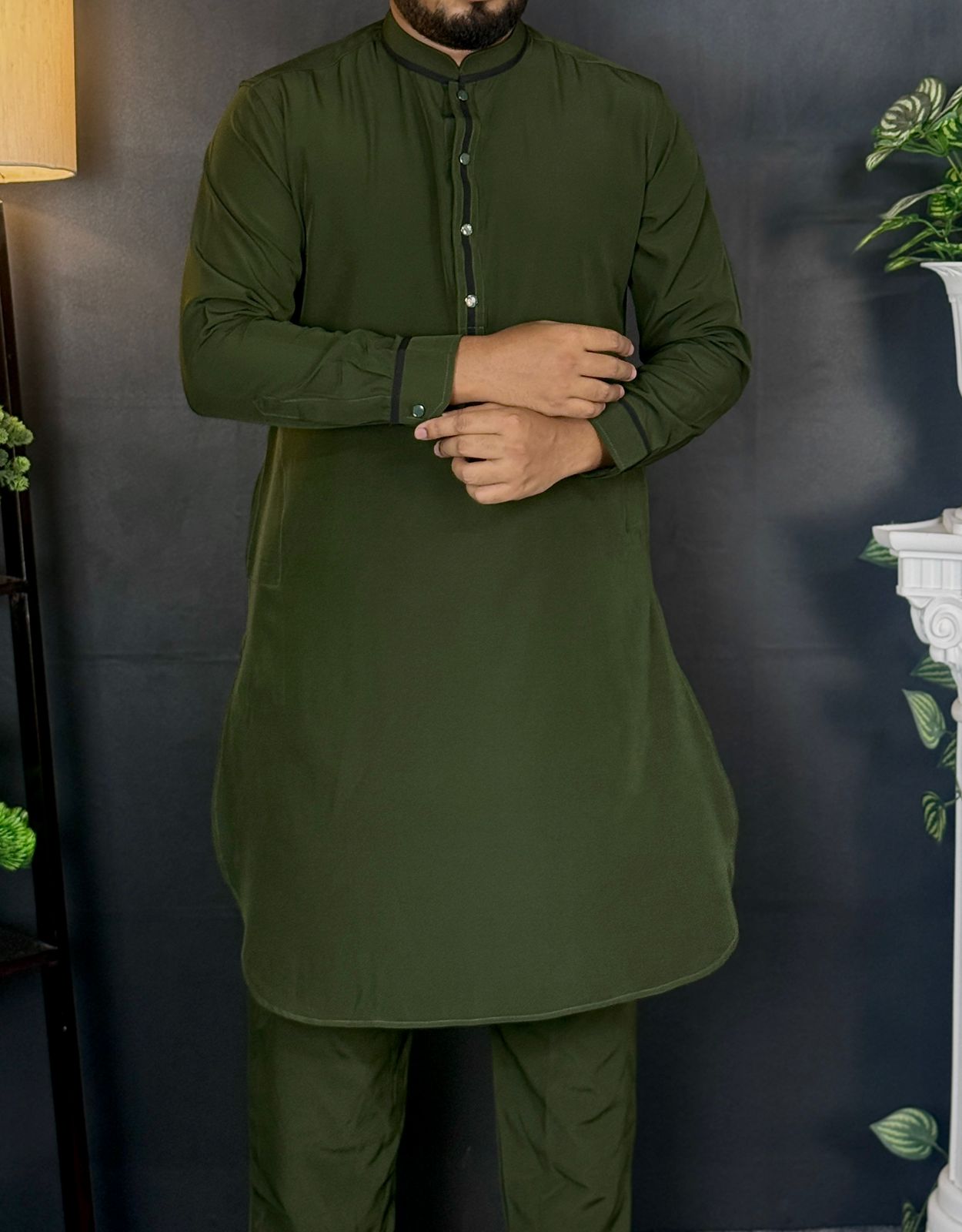 Contrast Kabli Set - Dark Olive