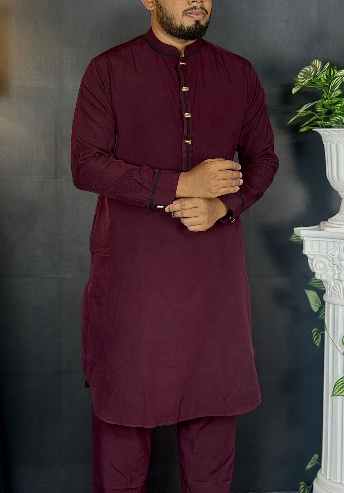 Contrast Kabli Set - Dark Maroon